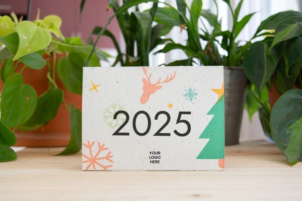 Calendrier chevalet en papier ensemencé – personnalisable avec logo