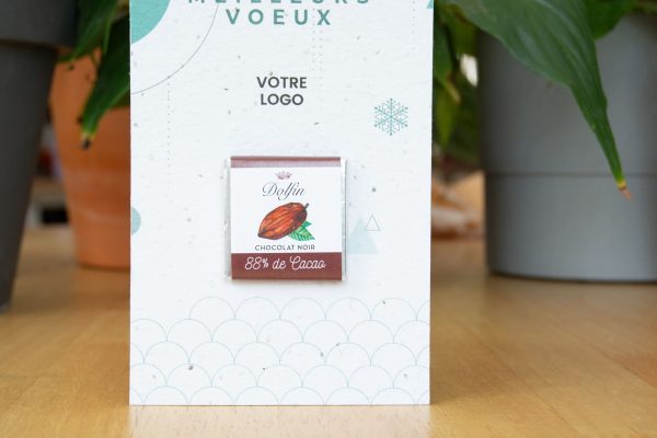 2_Carte de vœux carré chocolat bio sur papier ensemencé_XOC10-D