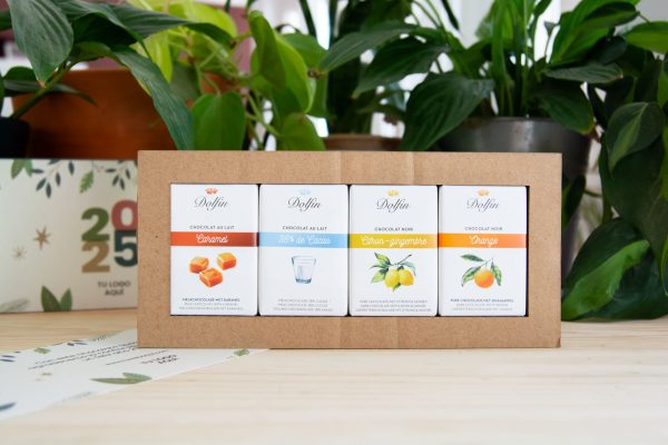 Coffret choco fourreau - 4 mini-tablettes personnalisables