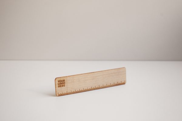 Règle en bois personnalisée avec gravure laser + diptyque en papier d'algues