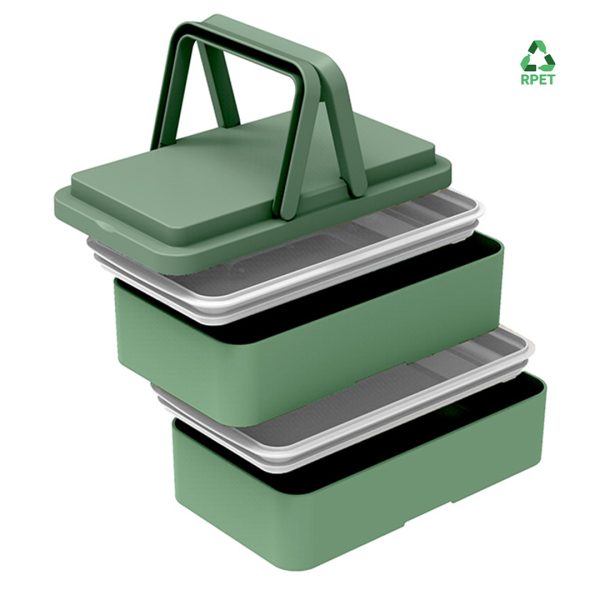 Poignées rétractables sur la lunchbox verte